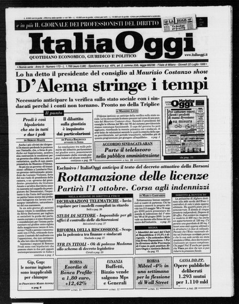 Italia oggi : quotidiano di economia finanza e politica